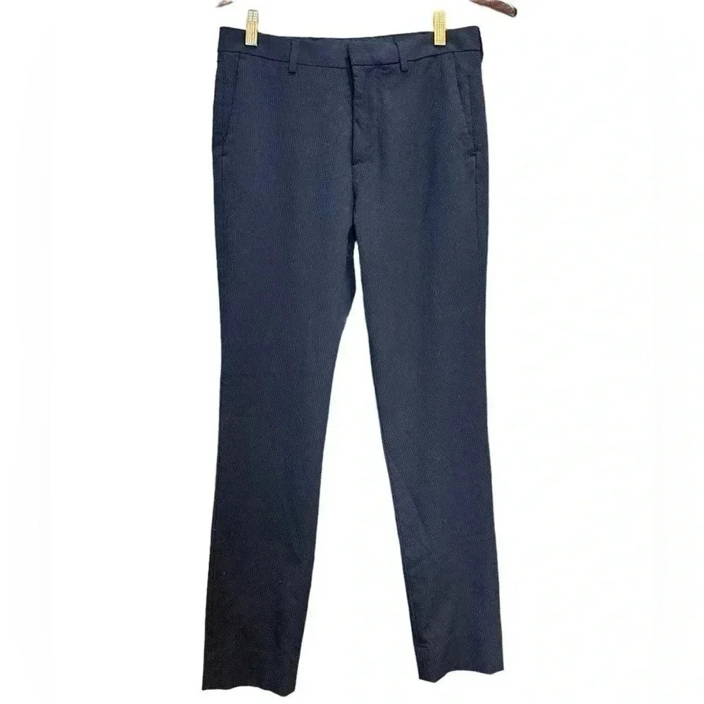 H&M Black Textured Pants Slim Fit